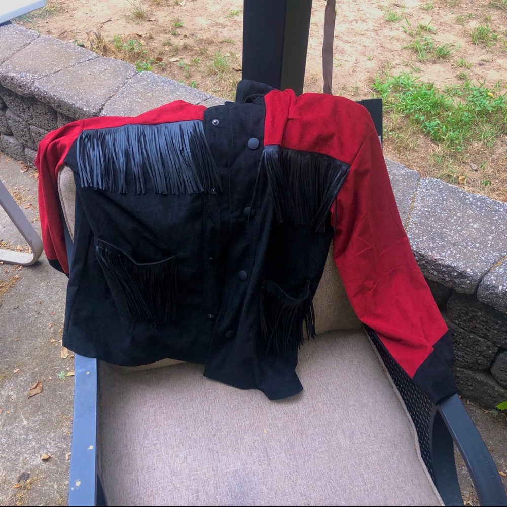 Red and black fringe jacket🌹